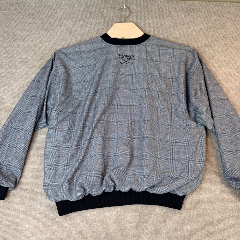 Sunderland of Scotland Mens L Golf Windshirt Grey Glen Plaid Pullover Microfiber - Picture 12 of 12